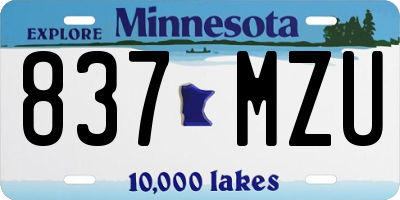MN license plate 837MZU