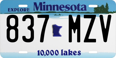 MN license plate 837MZV