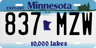 MN license plate 837MZW