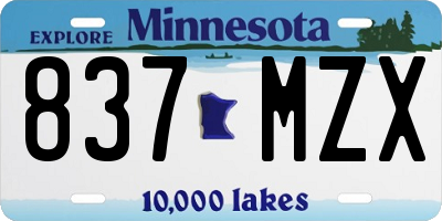 MN license plate 837MZX