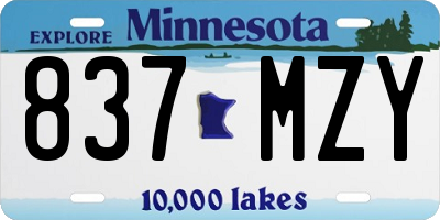 MN license plate 837MZY