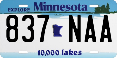 MN license plate 837NAA