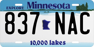 MN license plate 837NAC