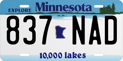 MN license plate 837NAD
