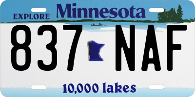 MN license plate 837NAF