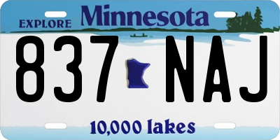 MN license plate 837NAJ