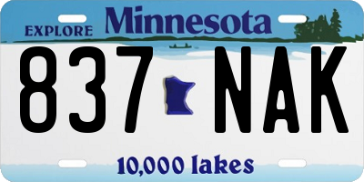 MN license plate 837NAK