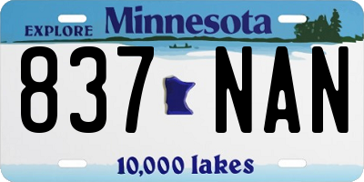 MN license plate 837NAN