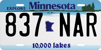 MN license plate 837NAR