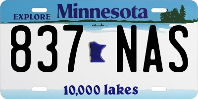 MN license plate 837NAS
