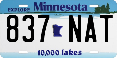 MN license plate 837NAT