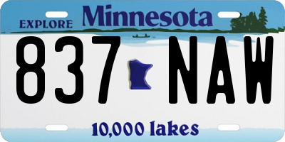 MN license plate 837NAW