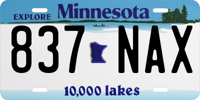 MN license plate 837NAX