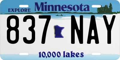 MN license plate 837NAY