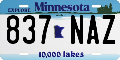 MN license plate 837NAZ
