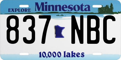 MN license plate 837NBC