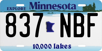 MN license plate 837NBF
