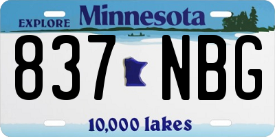 MN license plate 837NBG