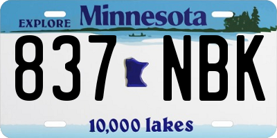 MN license plate 837NBK