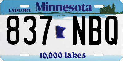 MN license plate 837NBQ