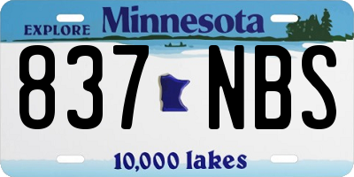 MN license plate 837NBS