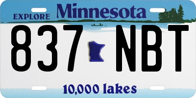 MN license plate 837NBT