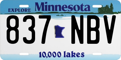 MN license plate 837NBV
