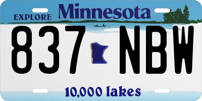 MN license plate 837NBW