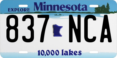 MN license plate 837NCA