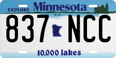 MN license plate 837NCC