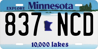 MN license plate 837NCD