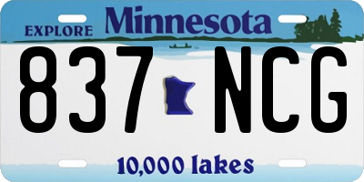 MN license plate 837NCG