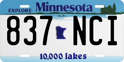 MN license plate 837NCI