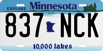 MN license plate 837NCK
