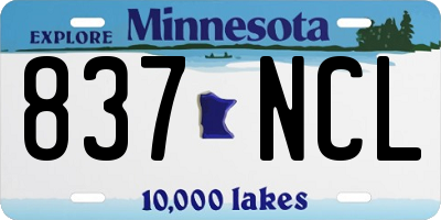 MN license plate 837NCL