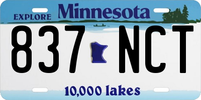 MN license plate 837NCT