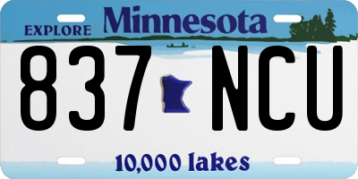 MN license plate 837NCU