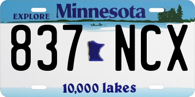 MN license plate 837NCX
