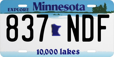 MN license plate 837NDF