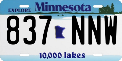 MN license plate 837NNW