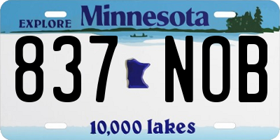 MN license plate 837NOB