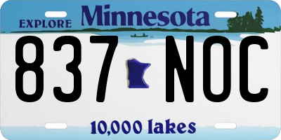 MN license plate 837NOC