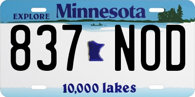 MN license plate 837NOD