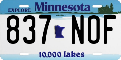 MN license plate 837NOF