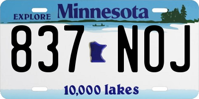 MN license plate 837NOJ