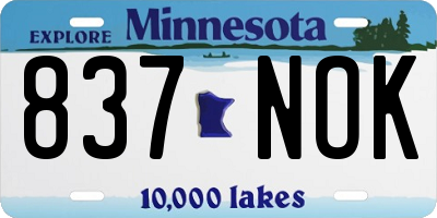 MN license plate 837NOK