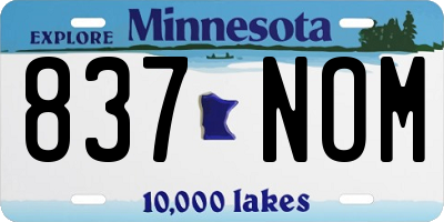 MN license plate 837NOM