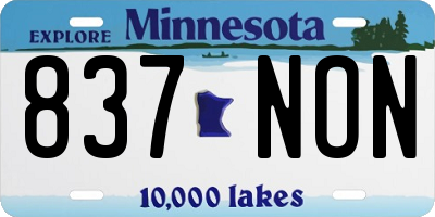 MN license plate 837NON