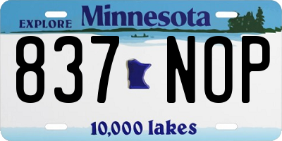 MN license plate 837NOP