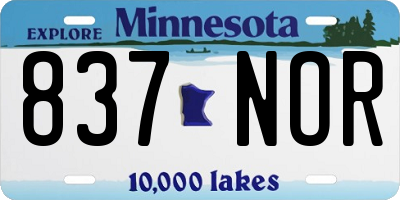 MN license plate 837NOR